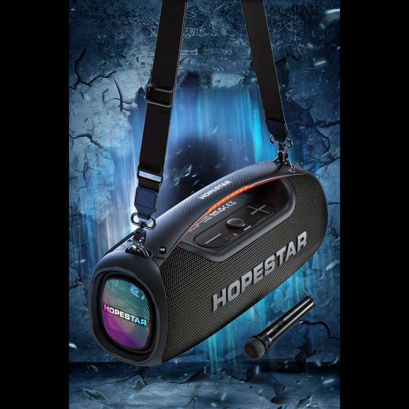 Бездротова Bluetooth-колонка Hopestar A60 100 Вт із мікрофоном, TWS, RGB-підсвіткою, захистом IPX6, з караоке фото - 9