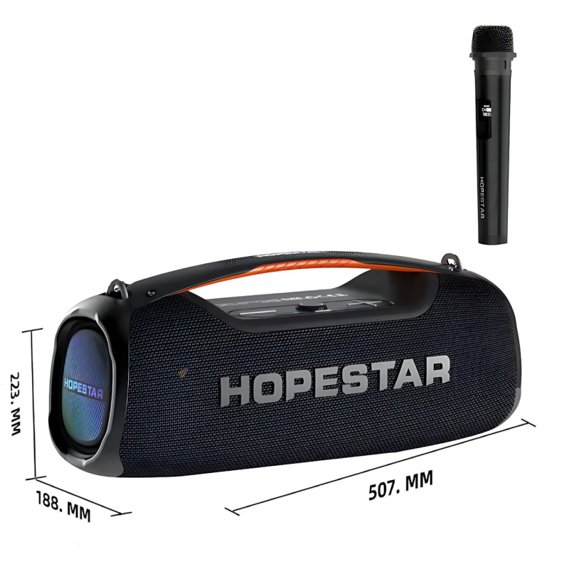 Бездротова Bluetooth-колонка Hopestar A60 100 Вт із мікрофоном, TWS, RGB-підсвіткою, захистом IPX6, з караоке фото - 10
