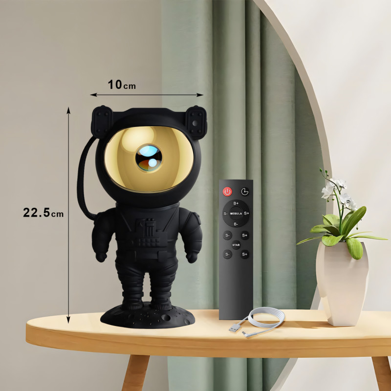 Ночник астронавт, светодиодный проектор звездного неба с зарядкой от USB, лазерный ночник с пультом, черный фото - 6