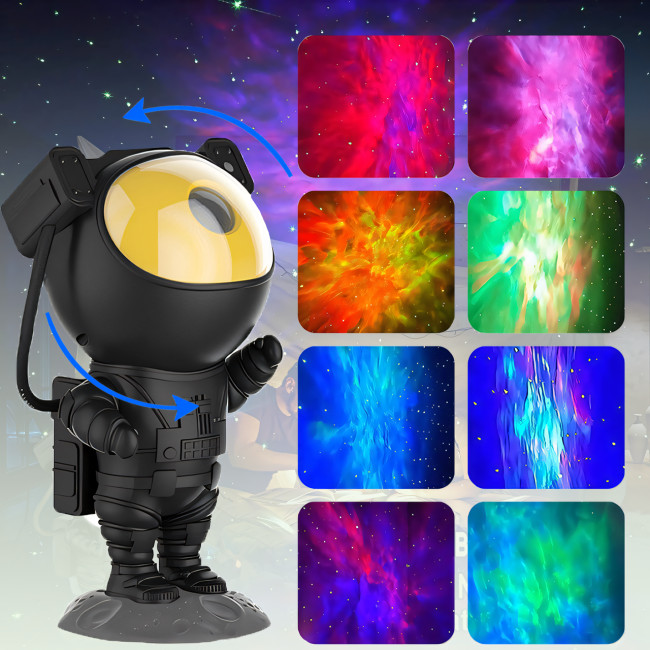 Ночник астронавт, светодиодный проектор звездного неба с зарядкой от USB, лазерный ночник с пультом, черный