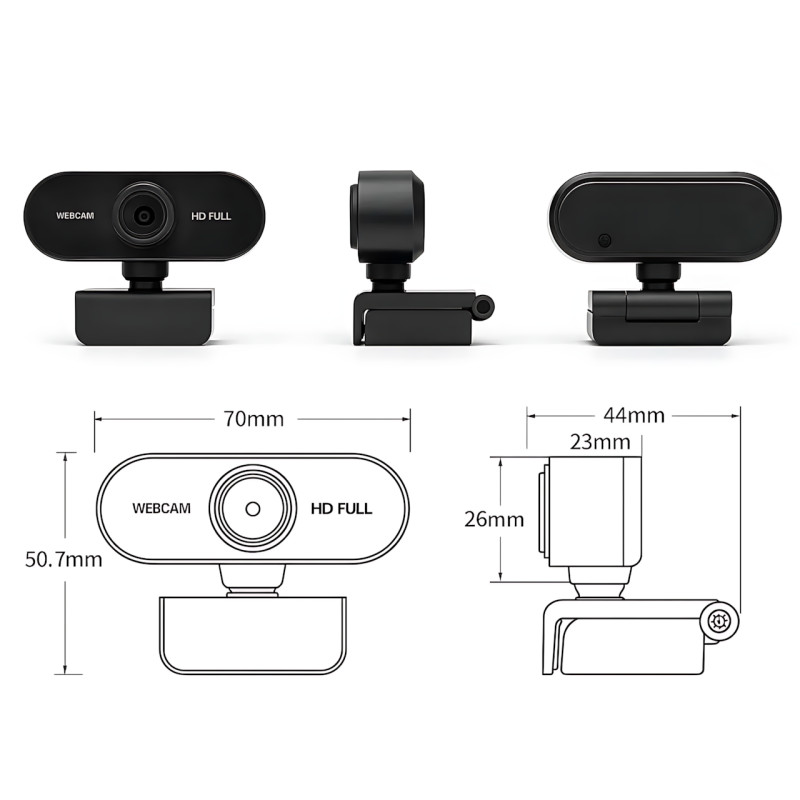 Вебкамера WEB Camera USB05 Full HD 1080p з мікрофоном, шумозаглушенням, USB 2.0/3.0, кут 90°, кабель 5 м, для ПК, ноутбука фото - 9