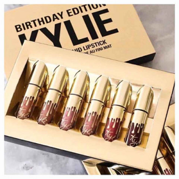 Подарунковий набір матових помад Kylie Birthday Edition GOLD. Набір помад кайлі золото