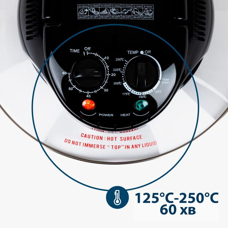 Многофункциональная аэрофритюрница 8 в 1. Электро аэрогриль Gold Diamond tk09910. Конвекция, 22 л. Белый фото - 7