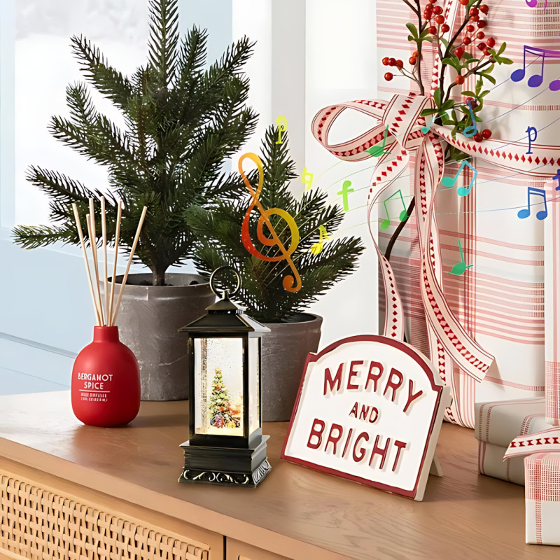 Декоративний святковий ліхтар AT-D26A &laquo;Зимова казка, музика, підсвічування, снігопад, USB/3xAA Снеговик фото - 5