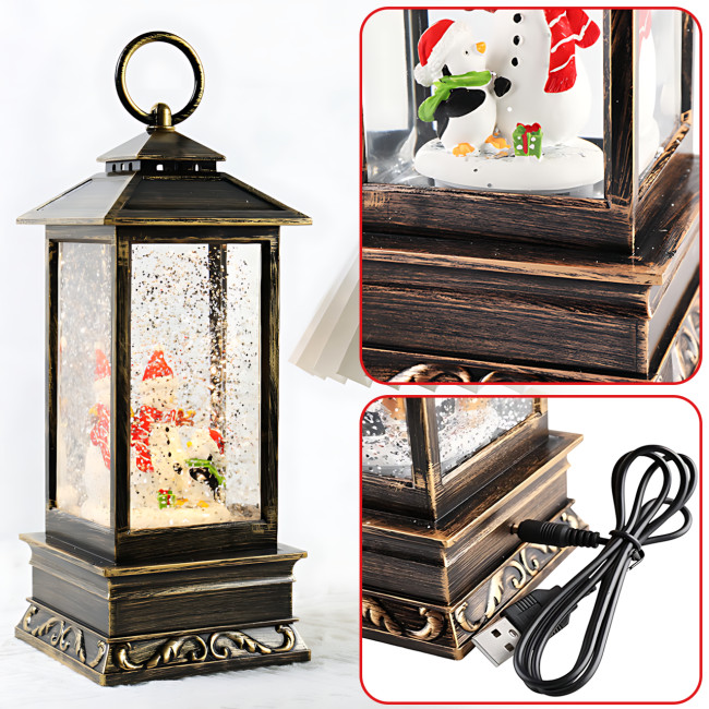 Декоративний святковий ліхтар AT-D26A &laquo;Зимова казка, музика, підсвічування, снігопад, USB/3xAA Снеговик