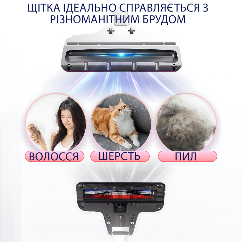 Акумуляторний пилосос Crownberg CB-674 2500 Вт з турбощіткою й підсвіткою, контейнер 0.5 л, бездротовий фото - 9