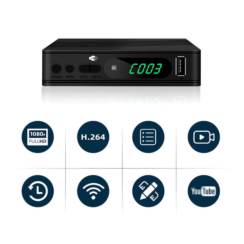 Тюнер DVB-T2 0967 з підтримкою wi-fi адаптера 5-12v (з екраном), приставка Т2 YouTube IPTV HDMI USB фото - 3