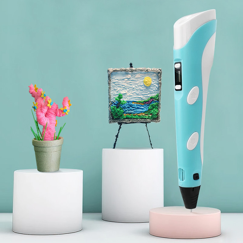 3D ручка PEN-2 с LCD-дисплеем, 100 м пластика, с трафаретами фото - 2