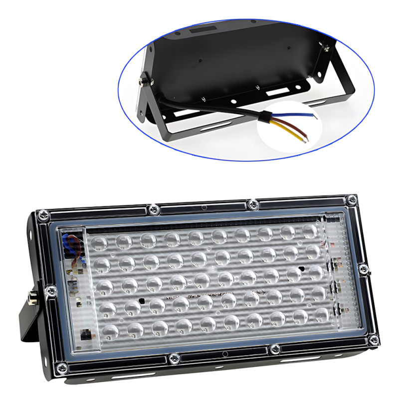 Прожектор LED LIGHT 220 V 50 W | 6500 K, IP65, холодний білий, 50 діодів, настінне кріплення, ручка та петля фото - 3