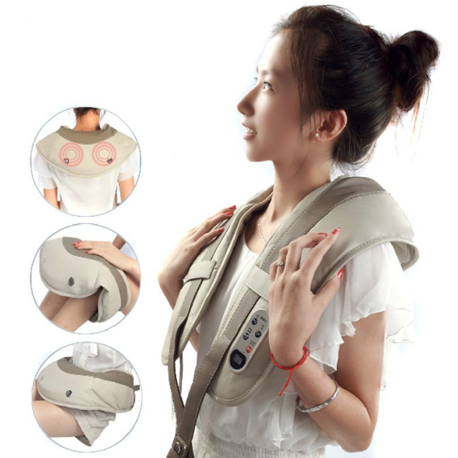 Вибро массажер для всего тела 3D Wellneo Cervical Massage Shawls здоровье. 4 в 1, шиацу, серый