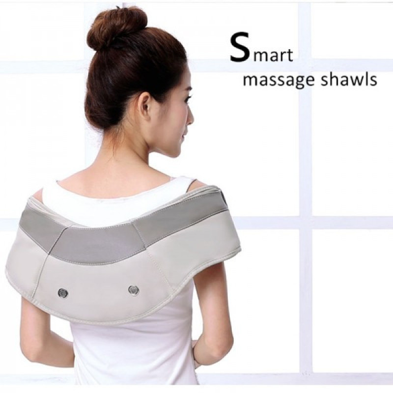 Вибро массажер для всего тела 3D Wellneo Cervical Massage Shawls здоровье. 4 в 1, шиацу, серый фото - 2