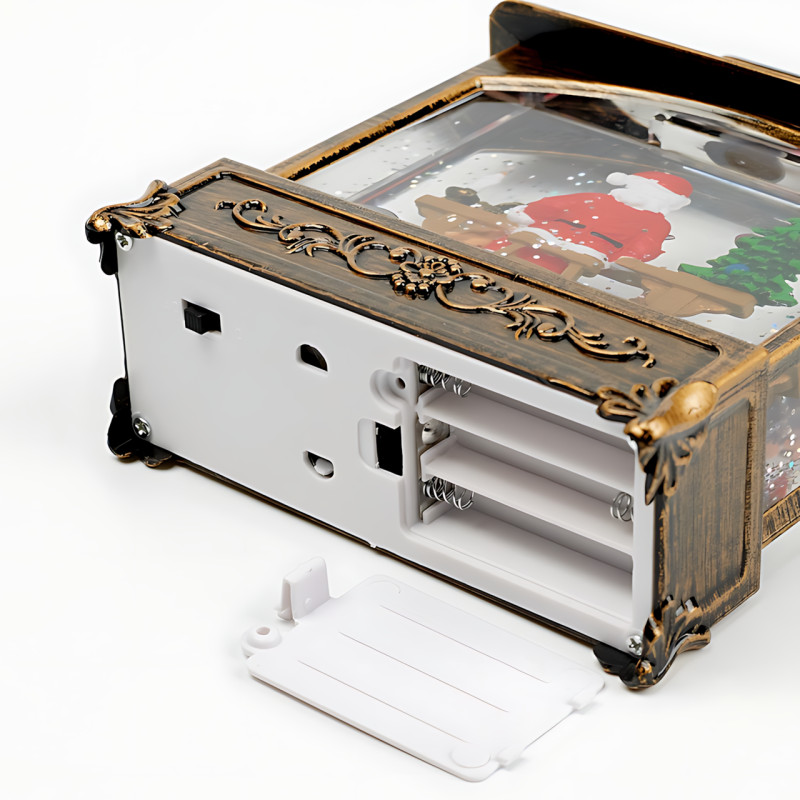 Праздничный музыкальный светильник Санта от USB и батареек AA,  LED фонарь с эффектом кружения снега и музыкой, 20 х 14 х 5 см фото - 9