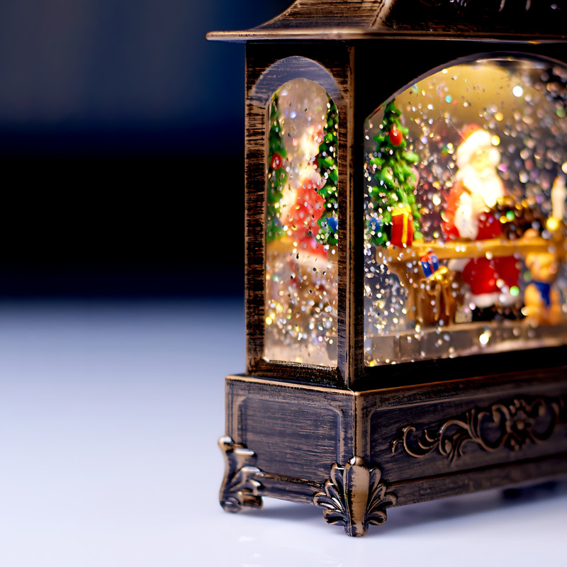 Праздничный музыкальный светильник Санта от USB и батареек AA,  LED фонарь с эффектом кружения снега и музыкой, 20 х 14 х 5 см фото - 6