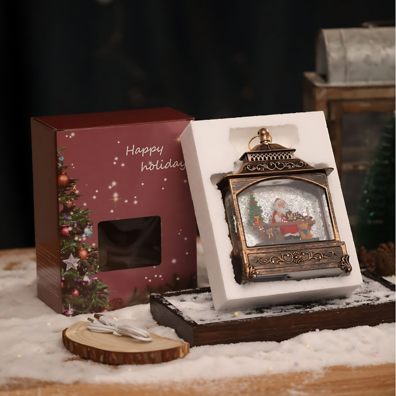 Праздничный музыкальный светильник Санта от USB и батареек AA,  LED фонарь с эффектом кружения снега и музыкой, 20 х 14 х 5 см фото - 10