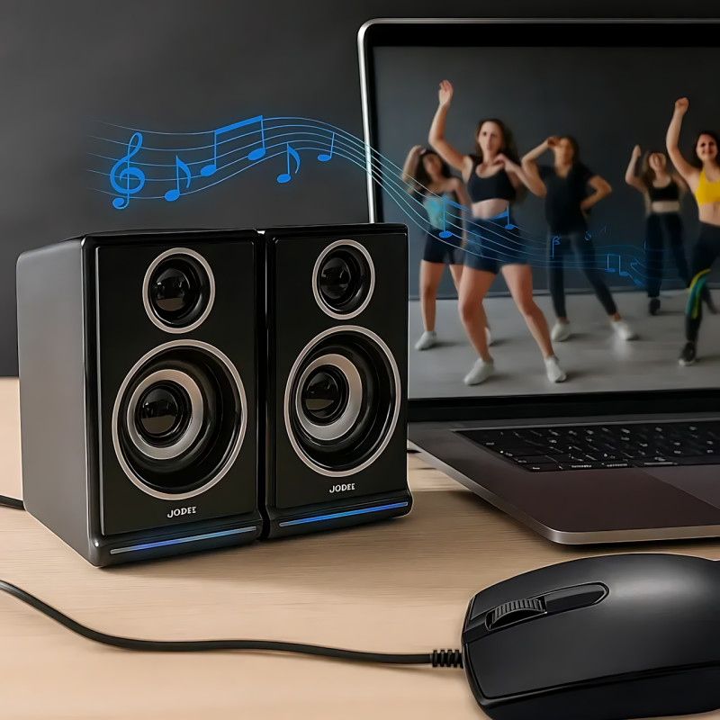 Колонки для ПК 2.0 USB JEDEL S-578 RGB (2&times;3 Вт), компактная акустика с подсветкой, AUX 3.5 мм фото - 10