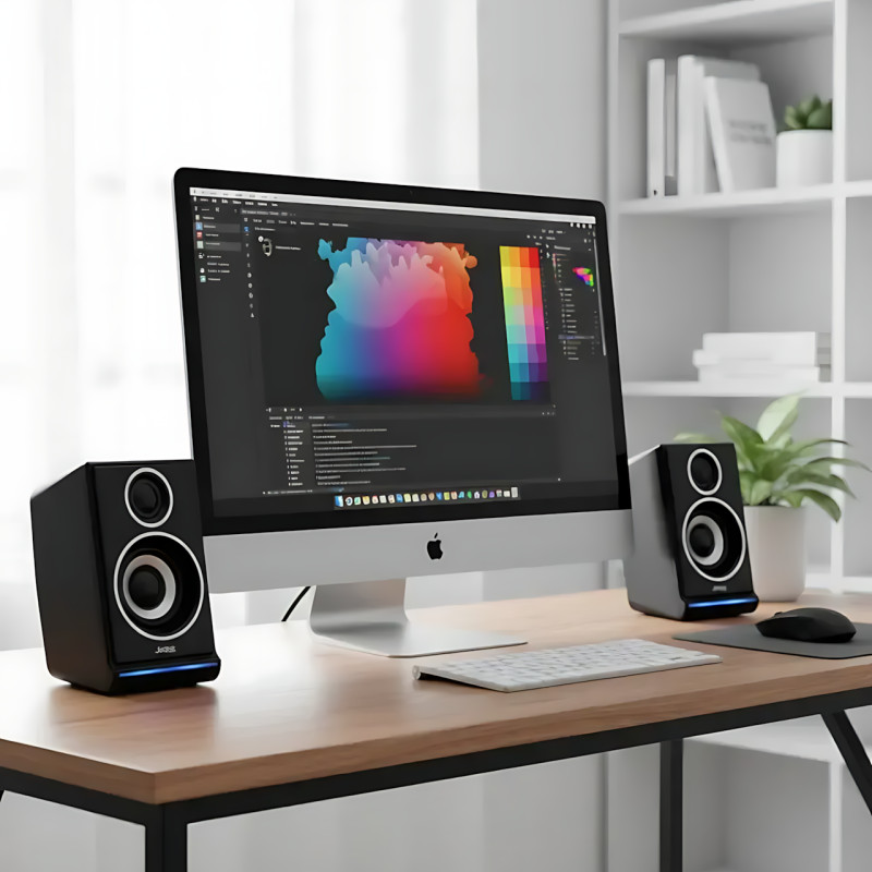 Колонки для ПК 2.0 USB JEDEL S-578 RGB (2&times;3 Вт), компактная акустика с подсветкой, AUX 3.5 мм фото - 8