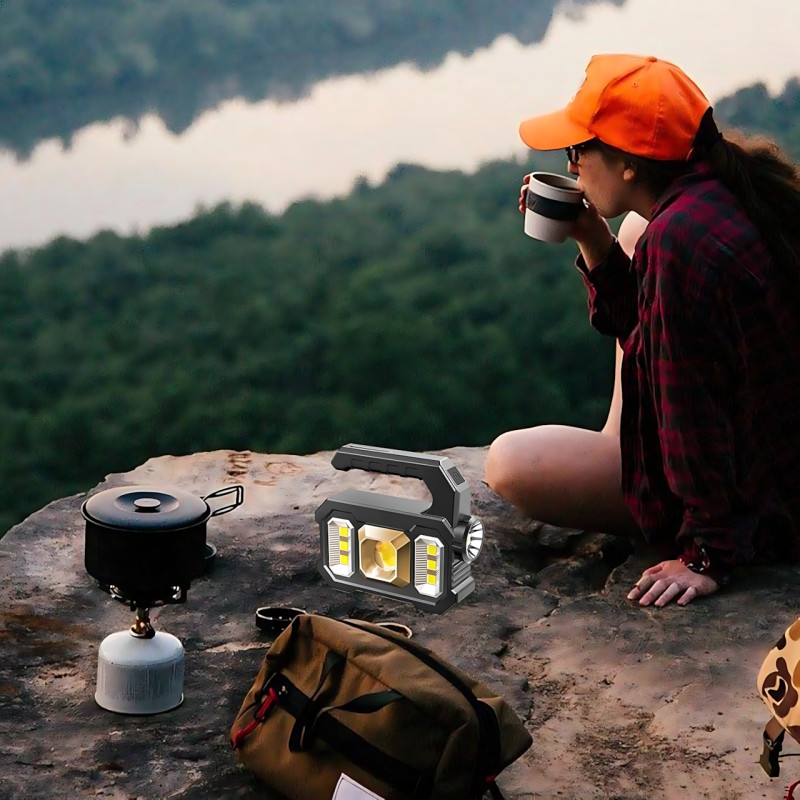 Ручний акумуляторний ліхтар TORCH KJ-208T із сонячною панеллю, 6 режимів, COB+SMD LED, Power Bank, дальність 300 м, USB і AA/18650 фото - 9