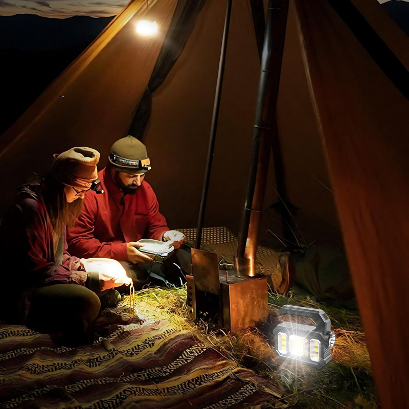 Ручний акумуляторний ліхтар TORCH KJ-208T із сонячною панеллю, 6 режимів, COB+SMD LED, Power Bank, дальність 300 м, USB і AA/18650 фото - 10