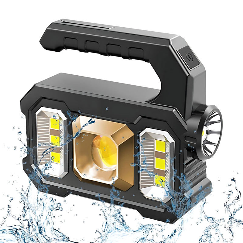 Ручний акумуляторний ліхтар TORCH KJ-208T із сонячною панеллю, 6 режимів, COB+SMD LED, Power Bank, дальність 300 м, USB і AA/18650 фото - 3