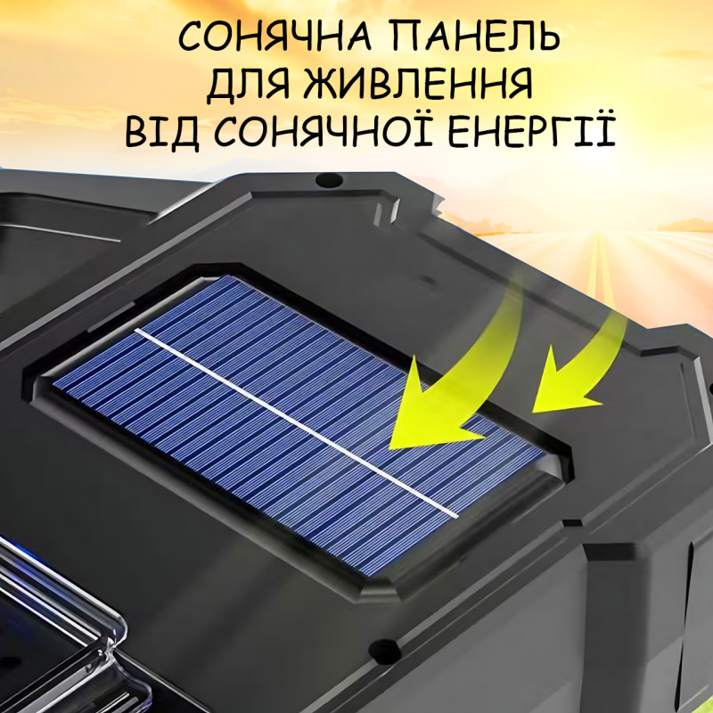 Ручний акумуляторний ліхтар TORCH KJ-208T із сонячною панеллю, 6 режимів, COB+SMD LED, Power Bank, дальність 300 м, USB і AA/18650 фото - 5