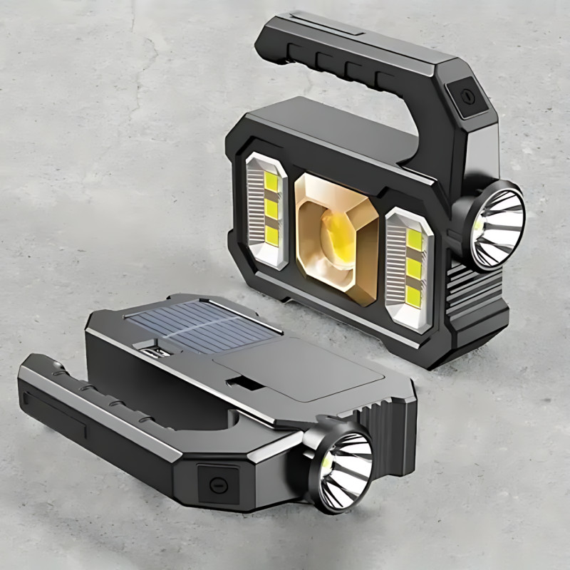 Ручний акумуляторний ліхтар TORCH KJ-208T із сонячною панеллю, 6 режимів, COB+SMD LED, Power Bank, дальність 300 м, USB і AA/18650 фото - 2