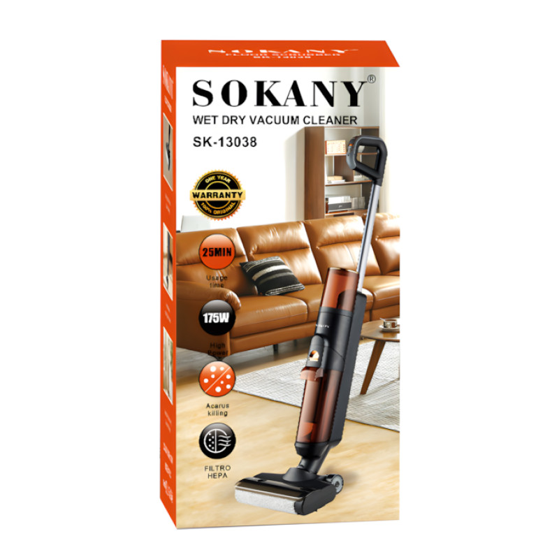 Вертикальный пылесос SOKANY SK-13038 175 Вт, электро швабра с сухой и влажной уборкой, HEPA-фильтр фото - 8