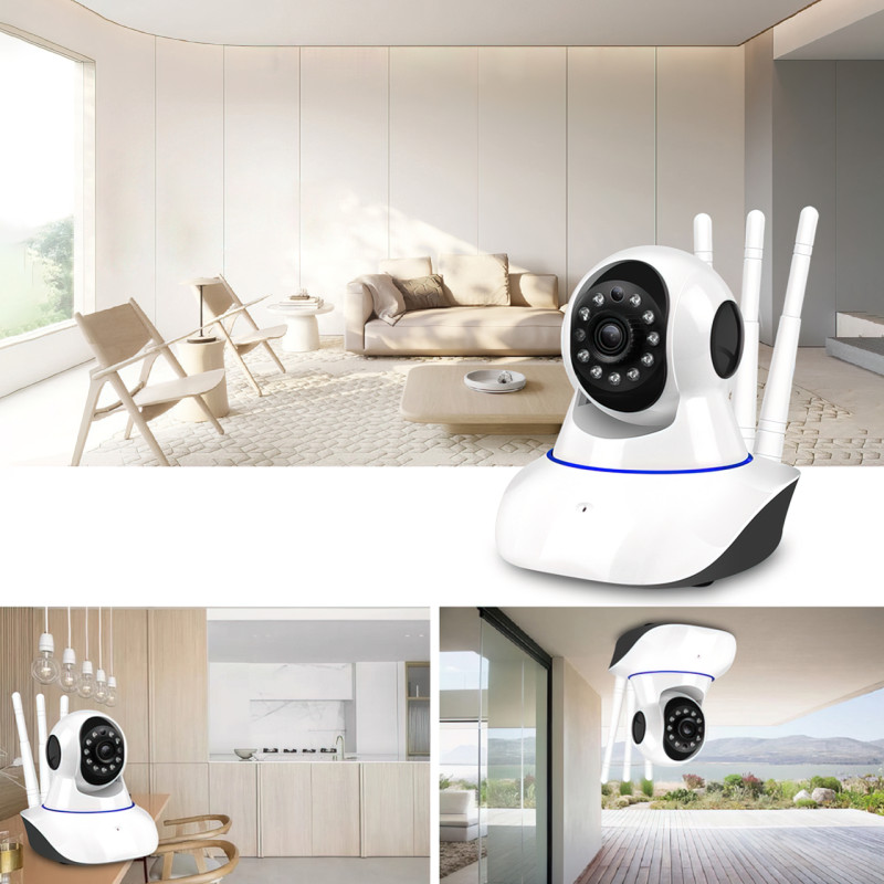 Бездротова поворотна Wi-Fi IP-камера SMART PRO Q5, з датчиком руху та нічним баченням, біла фото - 3