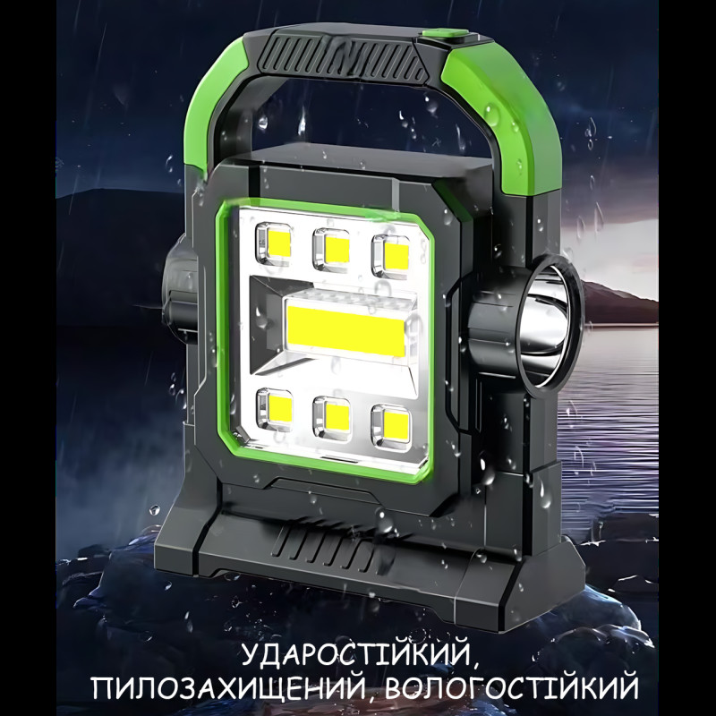 Ліхтарик HC-7078B із сонячною панеллю 20W, COB+LED, 3000 лм, акумулятор 2500 мА&middot;год, Power Bank, USB, IP44, кемпінговий фото - 8
