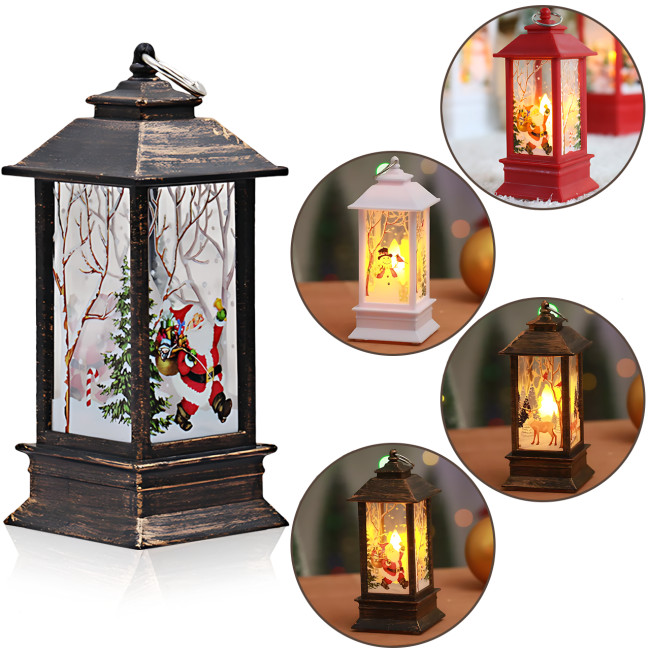 Праздничный фонарь-домик с LED подсветкой 802, зимний декор, ночник, игрушка на ёлку, батарейки в комплекте, 13 см, 4 вида