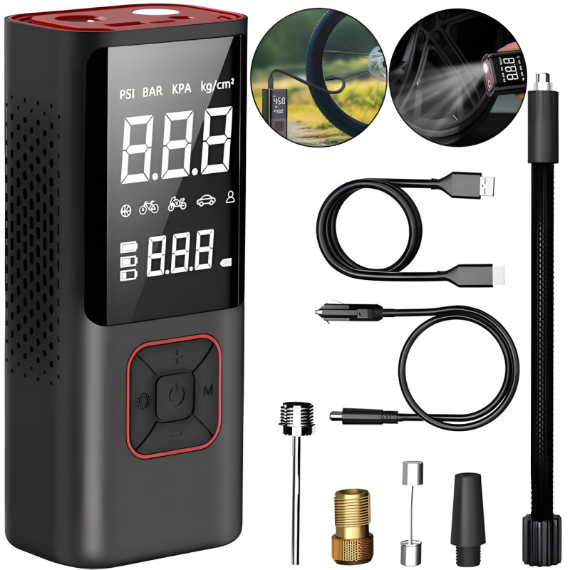 Компресор акумуляторний для Автомобілів і велосипедів до 8 bar Car Air Pump ATJ-6988 фото - 2