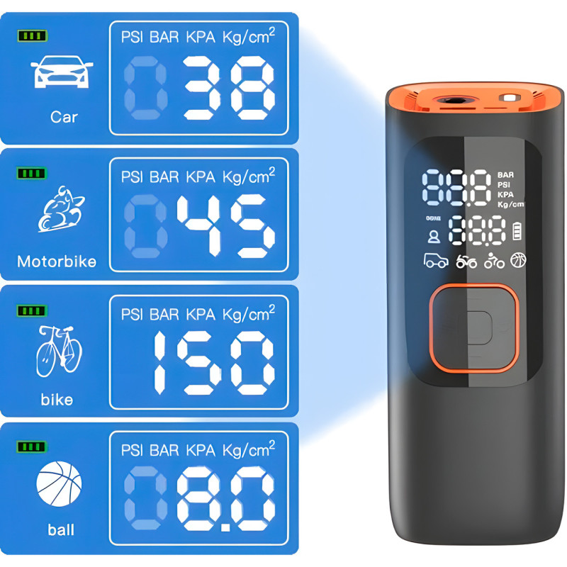 Компресор акумуляторний для Автомобілів і велосипедів до 8 bar Car Air Pump ATJ-6988 фото - 3