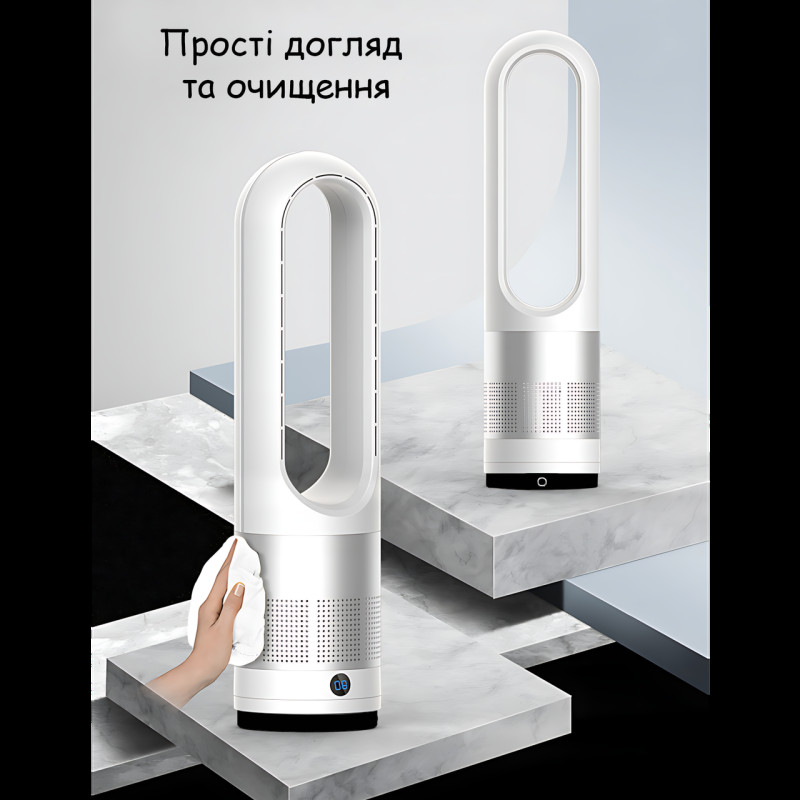 Напольный безлопастной обогреватель-вентилятор Germatic AM-018JR 1200 Вт, с дисплеем, пультом, автоповоротом 80°, зима-лето фото - 7
