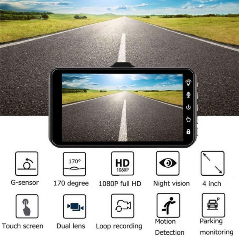 Автомобильный видеорегистратор Full hd на две камеры. BT 100 фото - 3