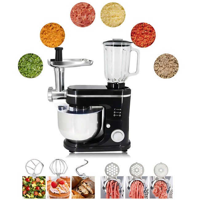 Кухонный комбайн Hoffmans HM-8085 3в1, 1600 Вт, чаша 8 л, блендер 2 л, мясорубка, тестомес, 5 скоростей