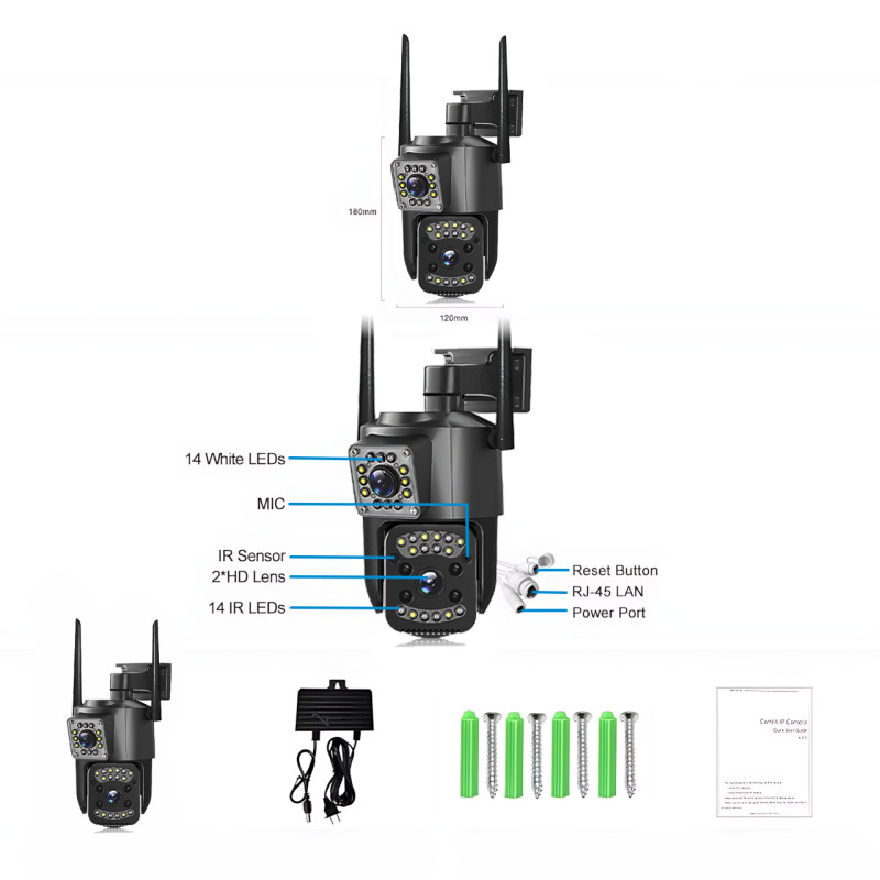 Вулична IP-камера відеоспостереження SC03 V380pro, 4G SIM, Wi-Fi, поворотна 360°, датчик руху, дуплекс фото - 8