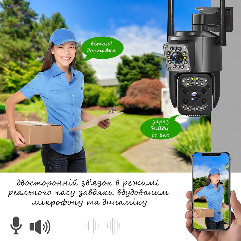 Вулична IP-камера відеоспостереження SC03 V380pro, 4G SIM, Wi-Fi, поворотна 360°, датчик руху, дуплекс фото - 4