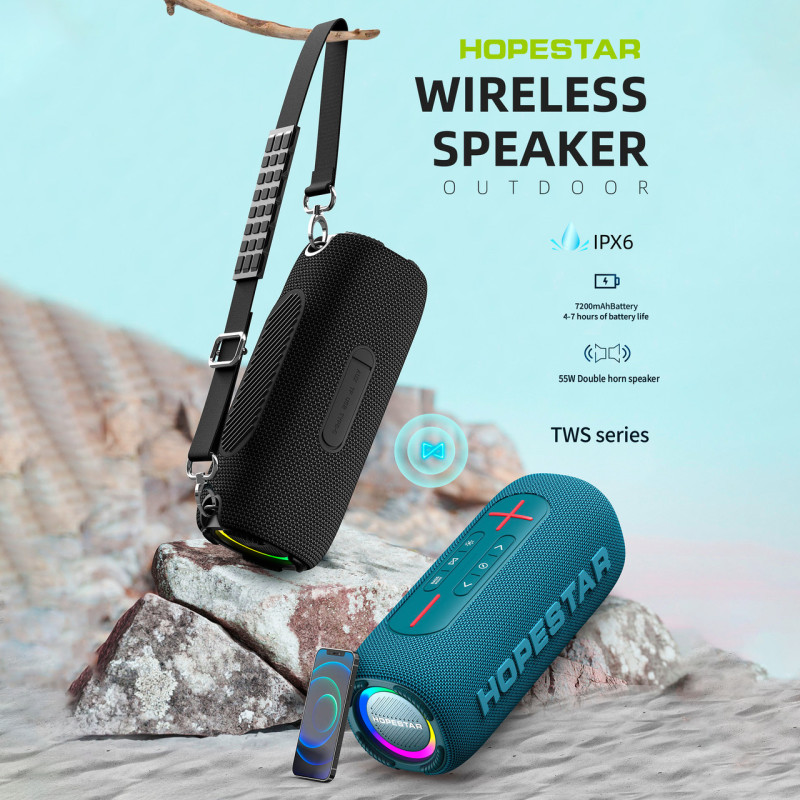 Портативная беспроводная колонка Hopestar P32max, 55w, 8800 mAh, Защита от влаги Ipx 7 Красный фото - 5