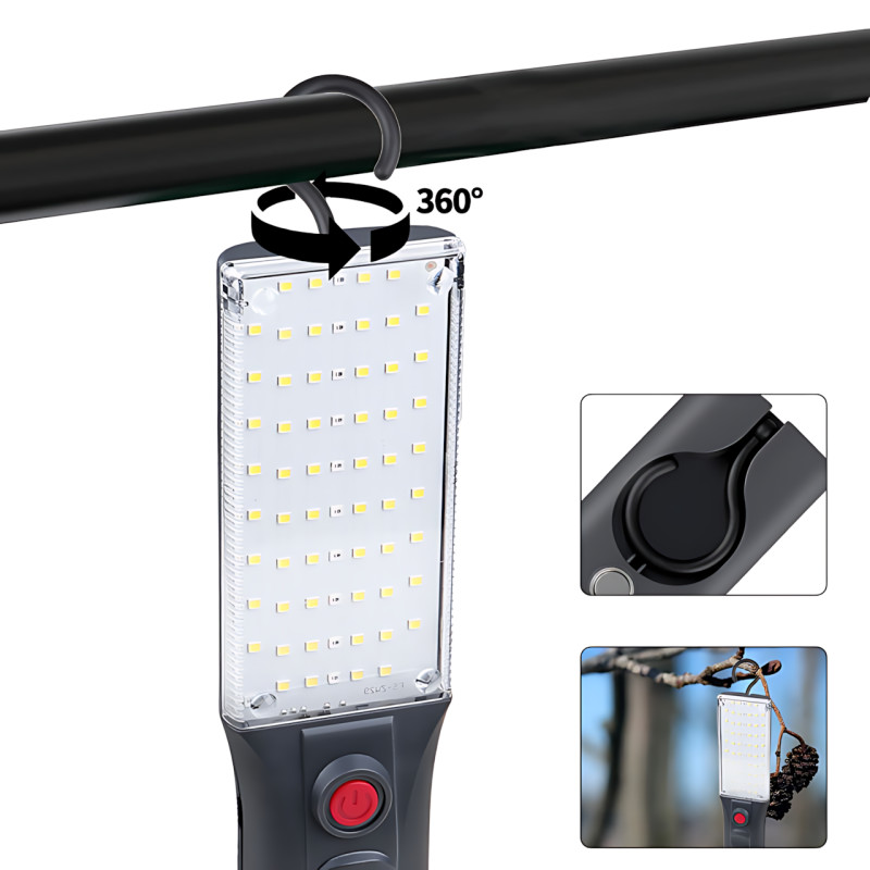 Ліхтарик світлодіодний TORCH ZJ-1258 з магнітом і гаком, 1000 лм, COB LED, USB-зарядка, 5 режимів, вбудований акумулятор, чорний фото - 4