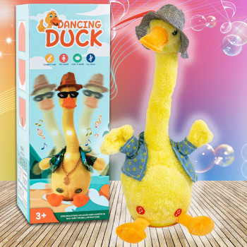 Интерактивная игрушка - танцующая утка в шляпке, поёт и светится  Dancing duck
