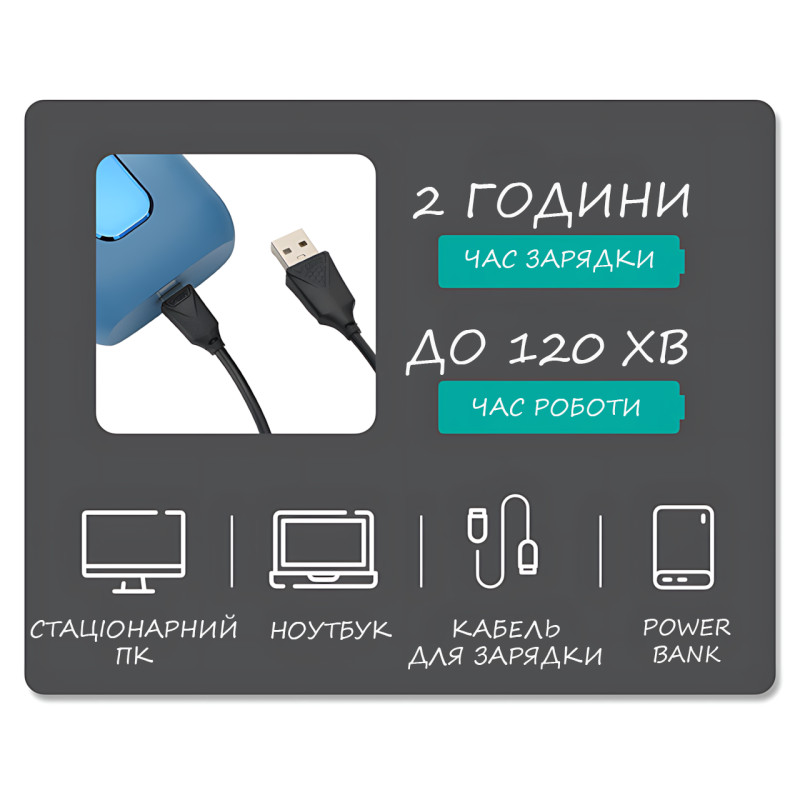 Акумуляторна електробритва VGR V-362, 7500 об./хв, до 120 хв роботи, IPX6, плавальна головка, USB фото - 7