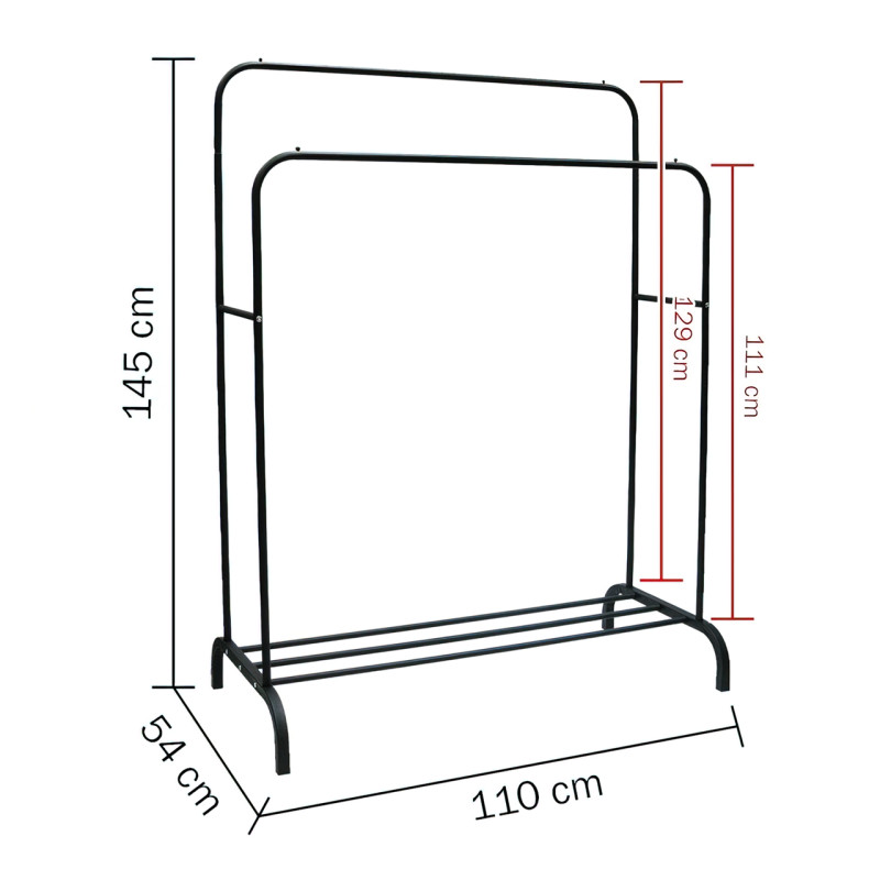 Двойная стойка вешалка Double floor Hanger для одежды с полкой для обуви, 145х110 см, до 30 кг фото - 8