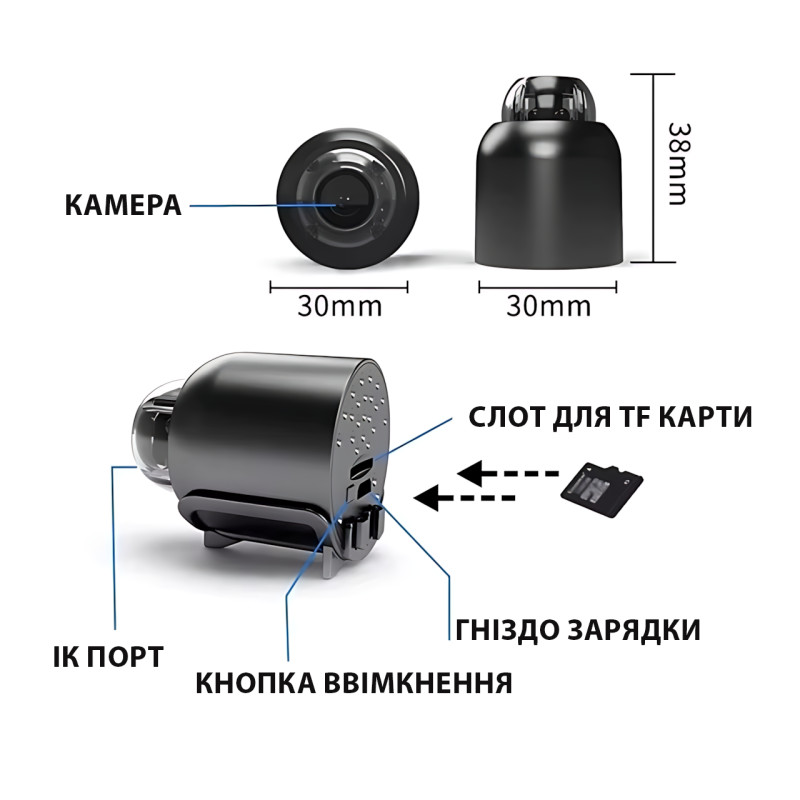 Беспроводная камера X5 Mini – 1080P, Wi-Fi, датчик движения, ночное видение фото - 9