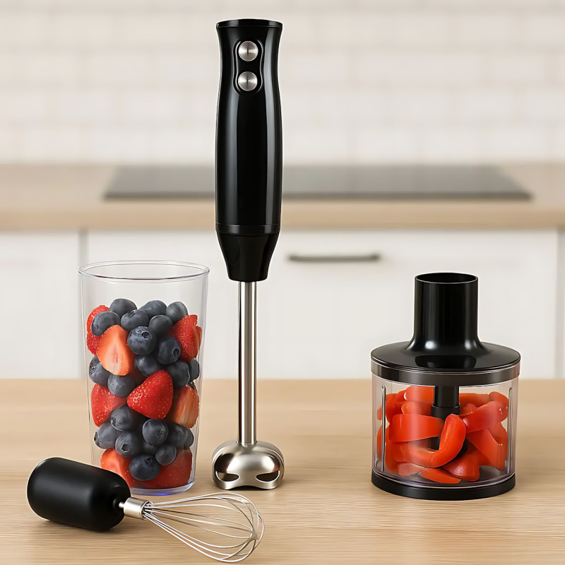 Погружной блендер Sokany SK-1710-4 4 в 1, 500 Вт, 2 скорости, насадки: венчик, измельчитель, стакан фото - 10