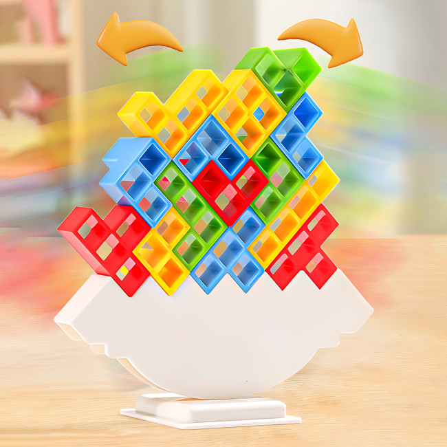 Настольная игра Tetris Tower ART-0491 – балансирующая башня, 16 блоков, пластиковые тетрамино, семейная игра