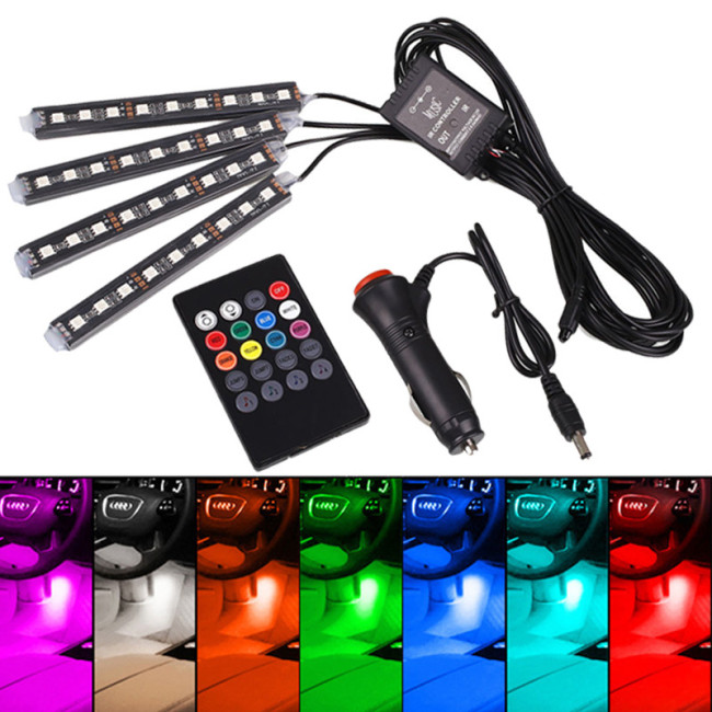 Універсальна RGB LED підсвічування в авто Car LED RGB, з пультом, вологостійка, в прикурювач