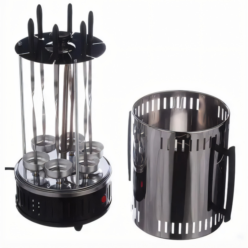 Електрошашличниця Domotec BBQ 7781, 1000 W, 6 шампурів, із захисним кожухом, чашами для стікання жиру фото - 3