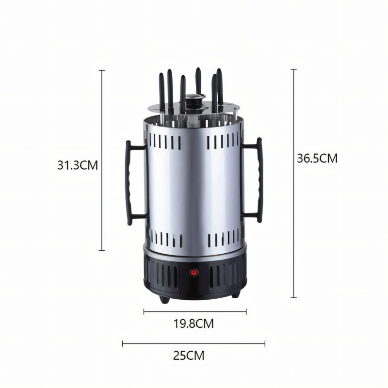 Електрошашличниця Domotec BBQ 7781, 1000 W, 6 шампурів, із захисним кожухом, чашами для стікання жиру фото - 7