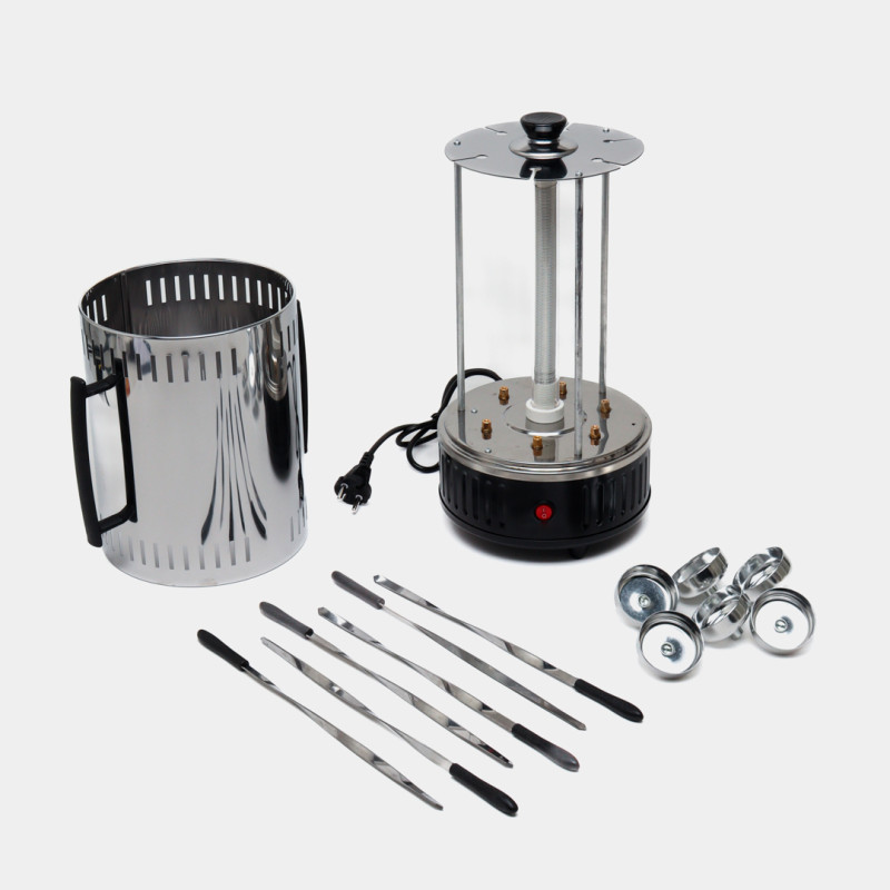 Електрошашличниця Domotec BBQ 7781, 1000 W, 6 шампурів, із захисним кожухом, чашами для стікання жиру фото - 8