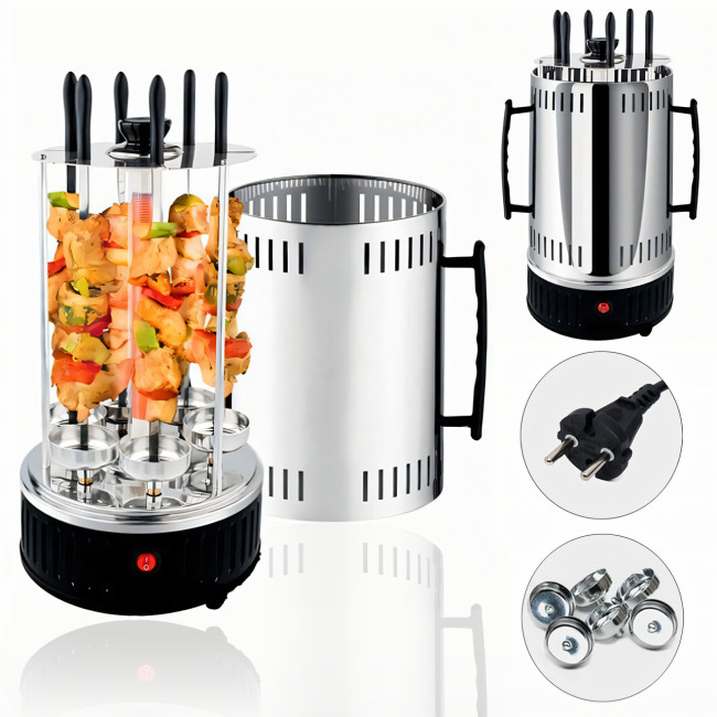 Електрошашличниця Domotec BBQ 7781, 1000 W, 6 шампурів, із захисним кожухом, чашами для стікання жиру