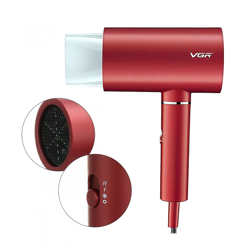 Профессиональный фен VGR Voyager V-431 с ионизацией, 1800 Вт Красный фото - 6